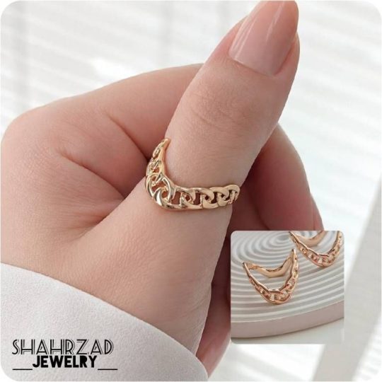 انگشتر نرجس ژوپینگ با طراحی زنجیری طلایی
